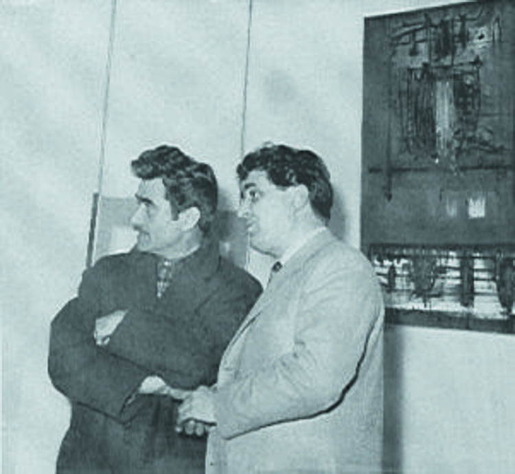 Alberto Burri (a sinistra) con Emilio Scanavino