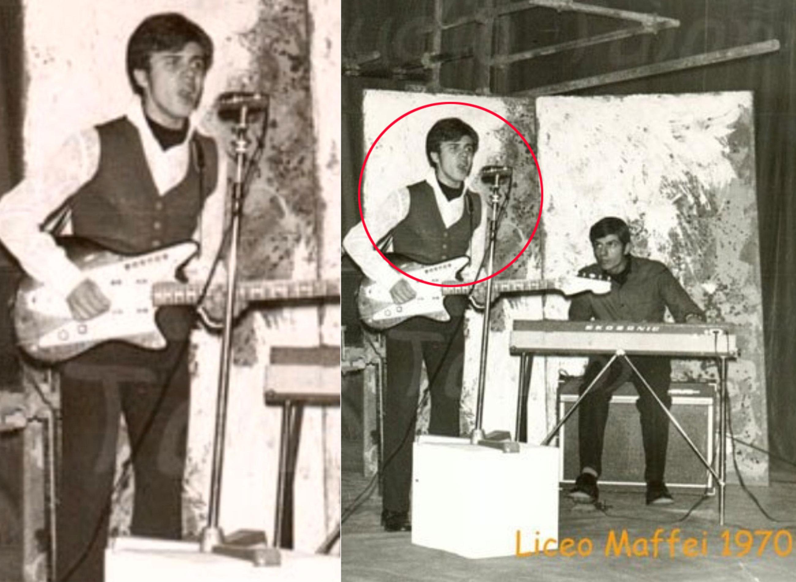 Gerry Calà durante lo spettacolo di fine anno (1970) al Liceo Ginnasio Scipione Maffei di Verona.