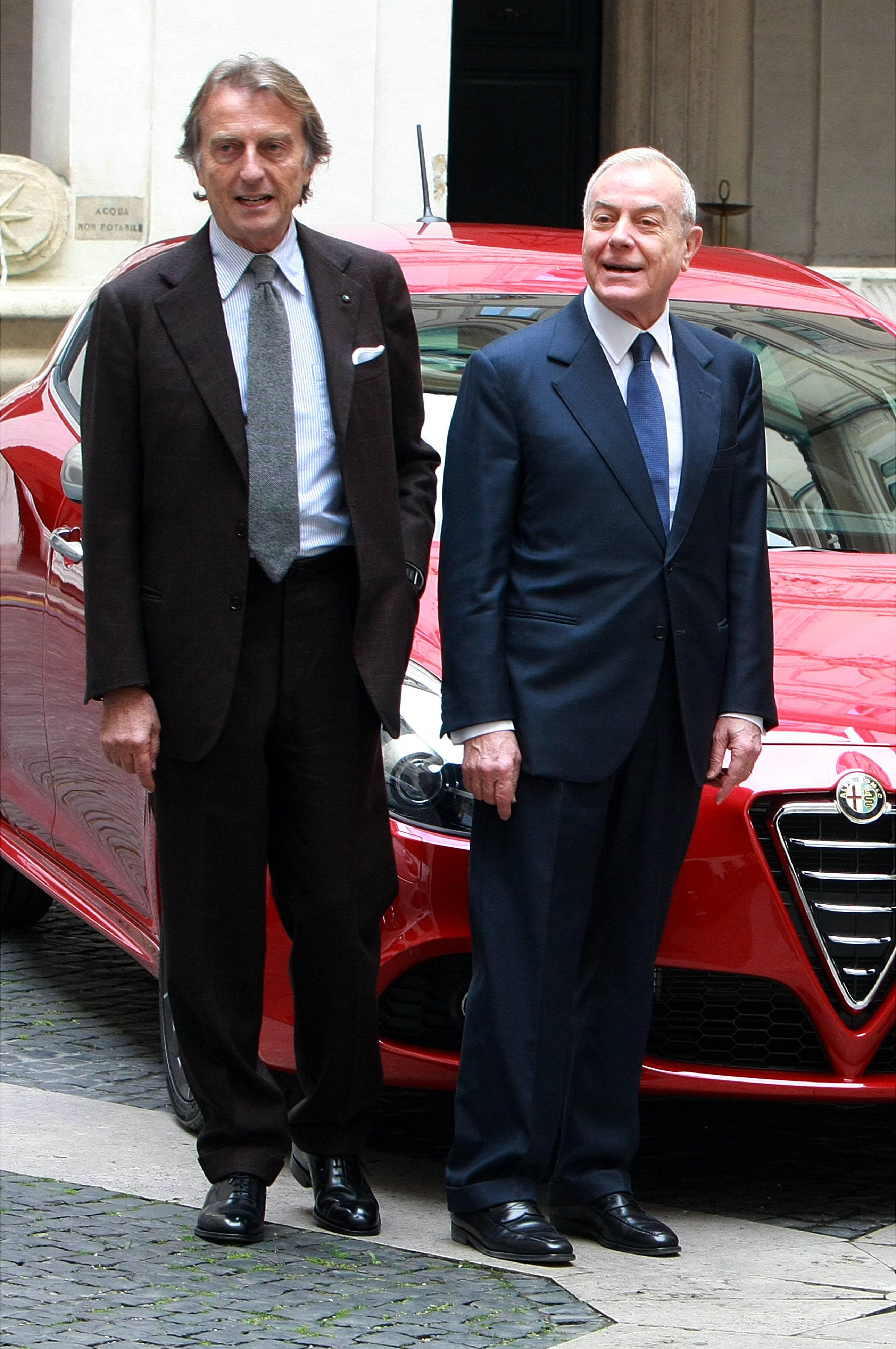 Montezemolo presenta al sottosegretario della presidenza del Consiglio dei ministri Gianni Letta la nuova Alfa Romeo Giulietta (2010 - Foto Infophoto) 
