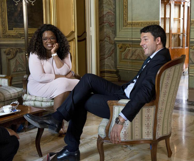 Il premier Renzi con Oprah Winfrey (Flickr/Palazzo Chigi) 