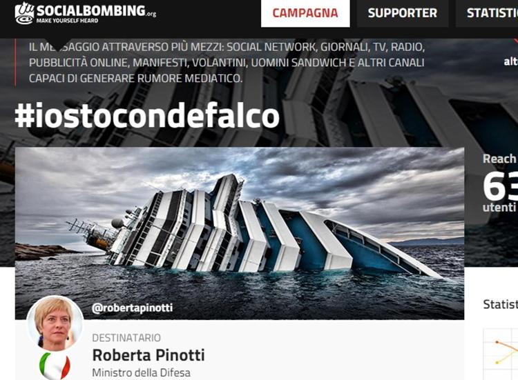 Concordia, #iostoconDeFalco: campagna Socialbombing per il comandante