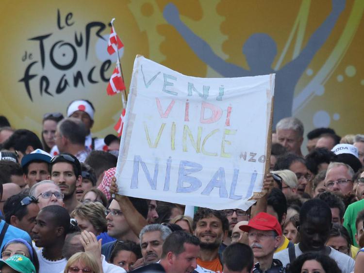 Un cartello di tifosi per Vincenzo Nibali al Tour de France 2014 - Infophoto - INFOPHOTO
