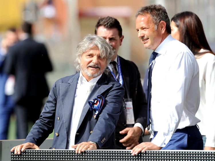 Massimo Ferrero (presidente Sampdoria) con Sinisa Mihajlovic (allenatore Sampdoria) - INFOPHOTO