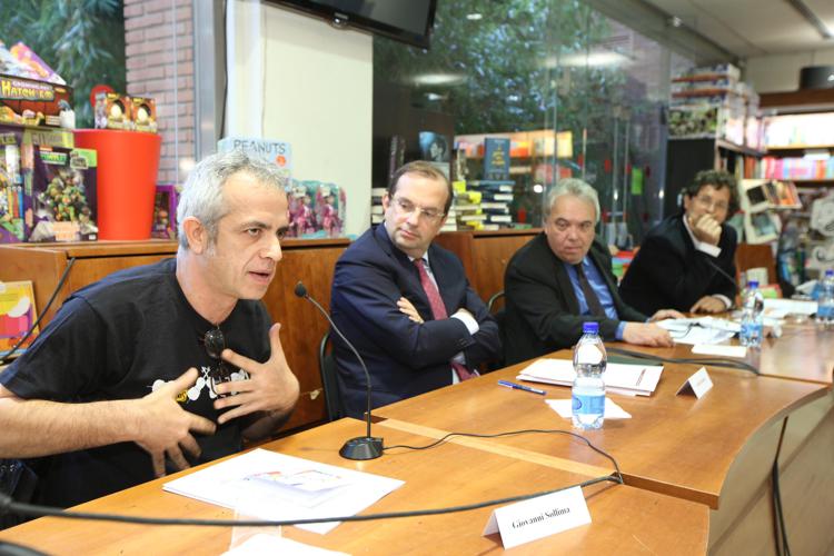 Da sinistra: Giovanni Sollima, Aurelio Regina, Michele Dall'Ongaro, Oscar Pizzo (Foto di Riccardo Musacchio)