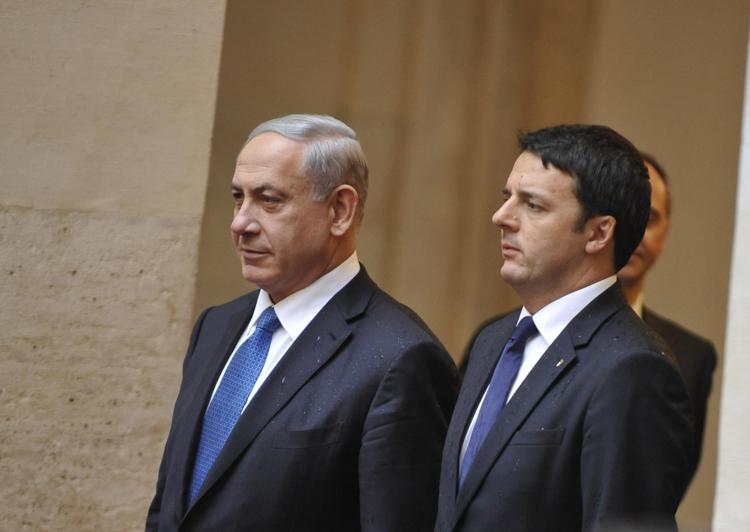 Renzi e Netanyahu oggi a Palazzo Chigi (Foto Adnkronos)