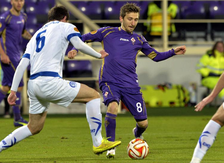Marco Marin in azione in Fiorentina- Dinamo Minsk di Europa League  - INFOPHOTO