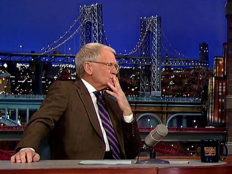 David Letterman alla scrivania del suo 'Late Show'