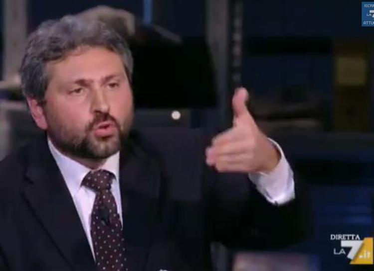 Massimo Artini durante la trasmissione 'Piazza pulita' (Fermo immagine)