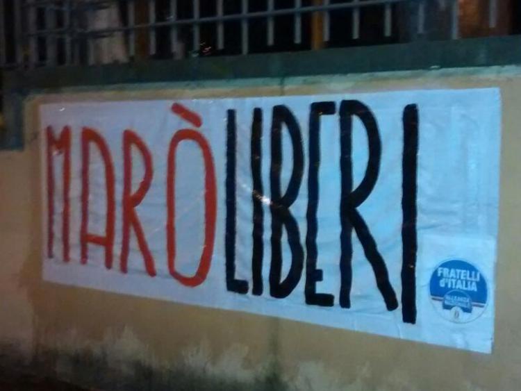 Caso marò: striscioni Fdi a Roma, liberi Latorre e Girone