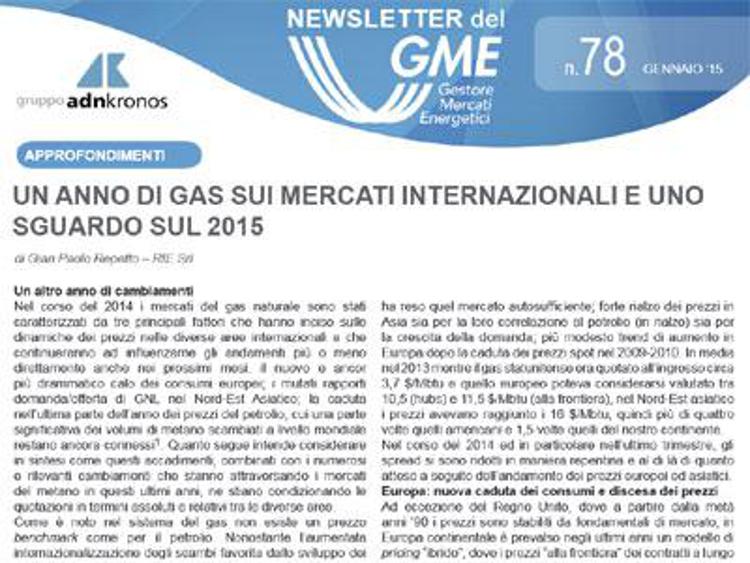 Energia, on line nuova newsletter Gme