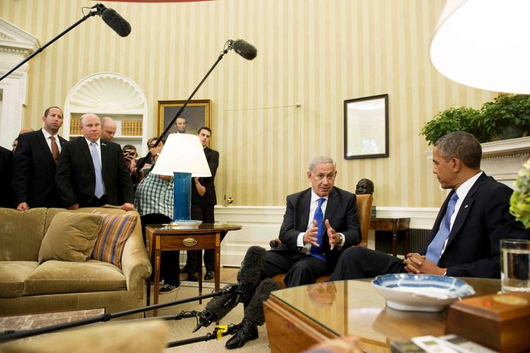 Barack Obama e Benjamin Netanyahu alla Casa Bianca il 30/09/2013(Foto Infophoto)