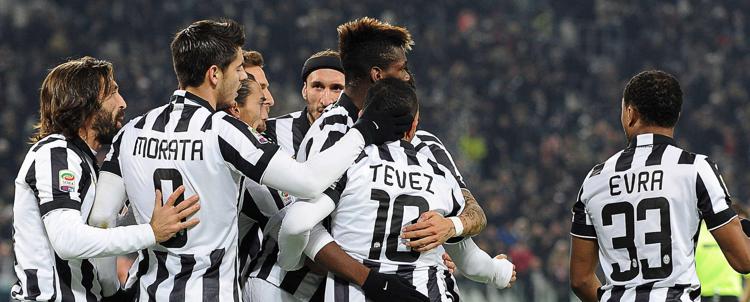 L'esultanza della Juventus (Foto Infophoto)
