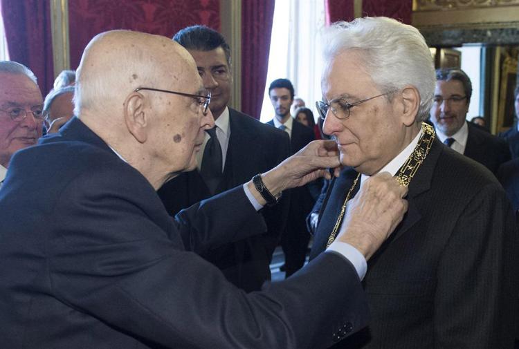 I Presidenti Sergio Mattarella e  Giorgio Napolitano 