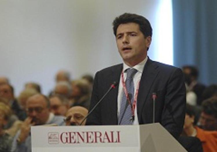 Davide Serra in un'assemblea Generali (Infophoto).