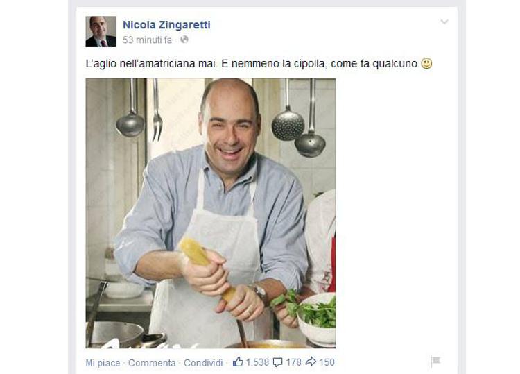 La foto pubblicata sul profilo Facebook del Governatore della Regione Lazio
