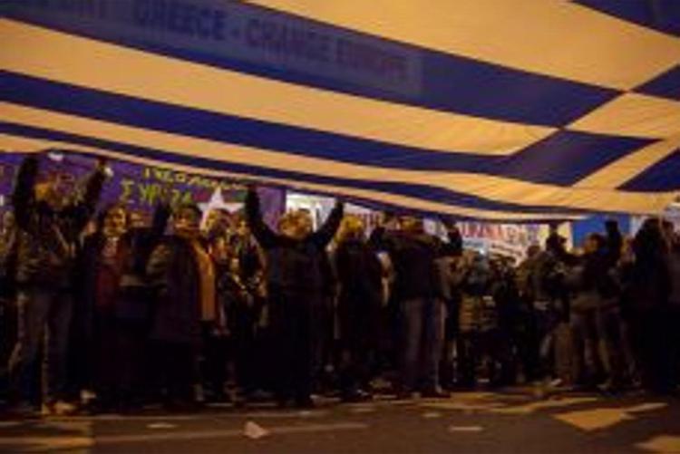 Manifestazione contro l'austerità ad Atene (Infophoto).