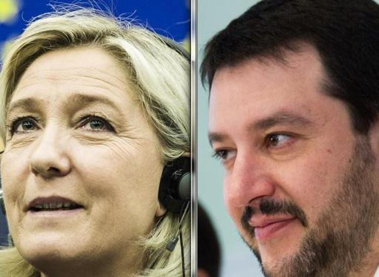 Marine Le Pen (Infophoto) e Matteo Salvini (Infophoto)