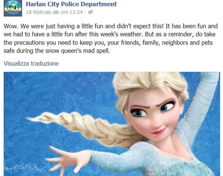 Usa: emergenza maltempo, polizia Kentucky, arrestate 'regina Elsa di Frozen'