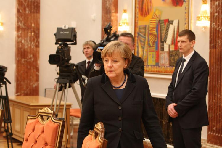 Angela Merkel a Minsk - (foto Xinhua)