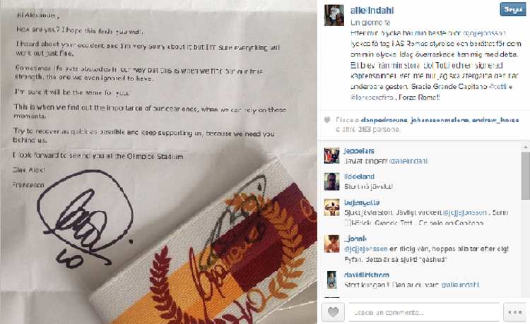 La lettera al tifoso svedese con la fascia di capitano di Francesco Totti