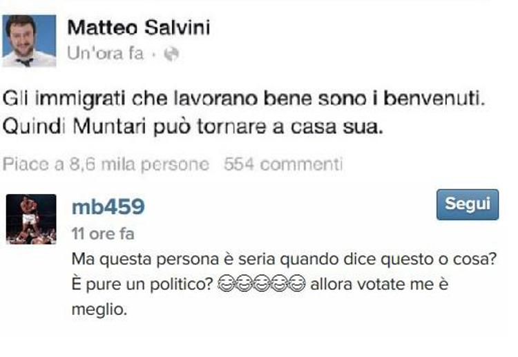 Il 'tweet' di Salvini contro Muntari e la replica di Balotelli su Instagram