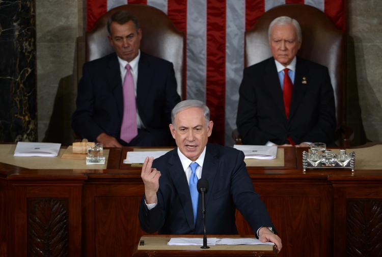 Benyamin Netanyahu parla  della minaccia iraniana al Congresso americano.  - (INFOPHOTO)