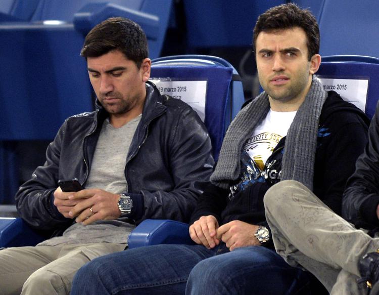 Giuseppe Rossi con David Pizarro in tribuna (Foto Infophoto) - INFOPHOTO