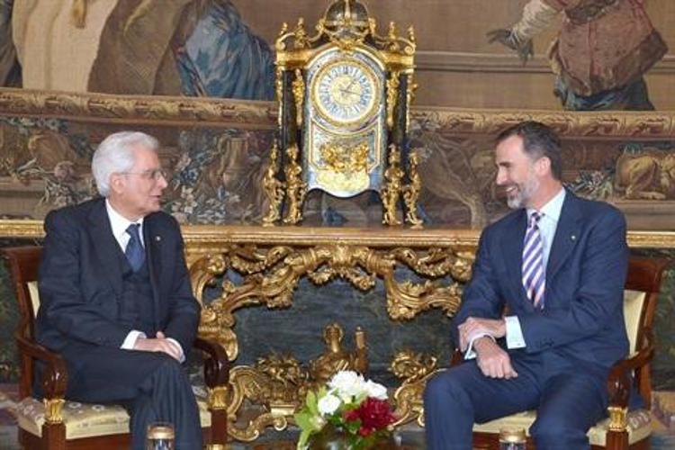 Il Presidente della Repubblica Sergio Mattarella e il re di Spagna Felipe VI