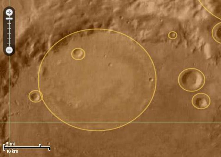 La mappa sulla superficie di Marte sul sito di Uwingu