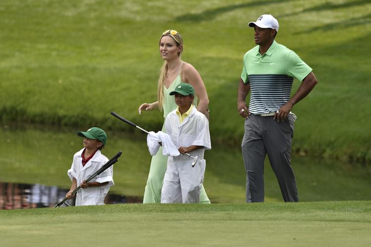 Lindsey Vonn e Tiger Woods sul green insieme ai figli del campione di golf  (Foto Infophoto) - INFOPHOTO