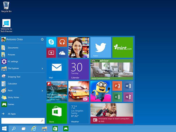 Il ritorno del menu Start su Windows 10