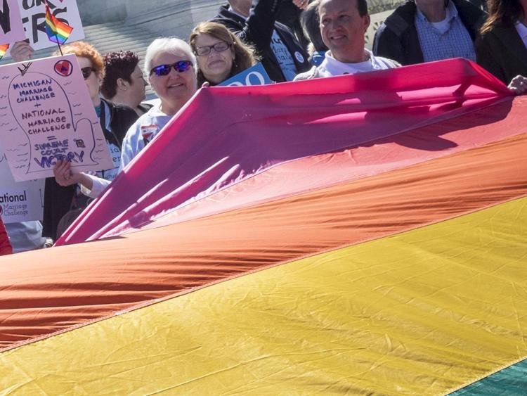 Una manifestazione per i diritti dei gay (Infophoto)