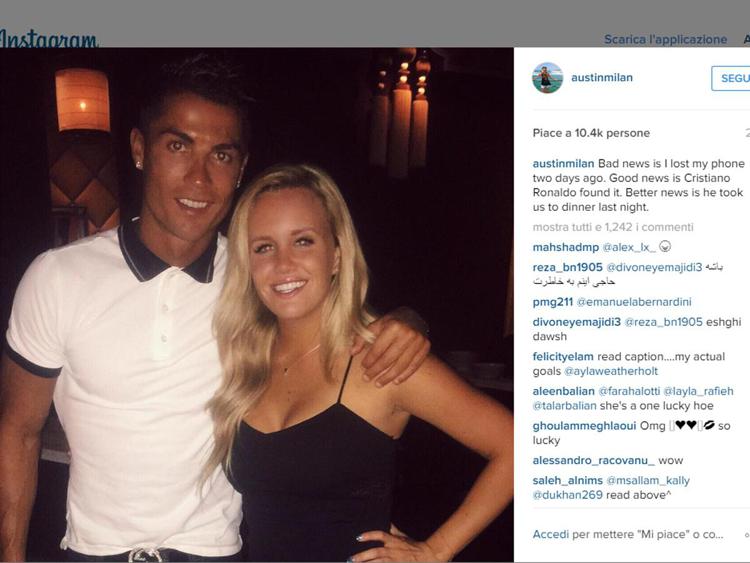 Cristiano Ronaldo e Austin Milan (Foto dal profilo Instagram di Austin Milan)