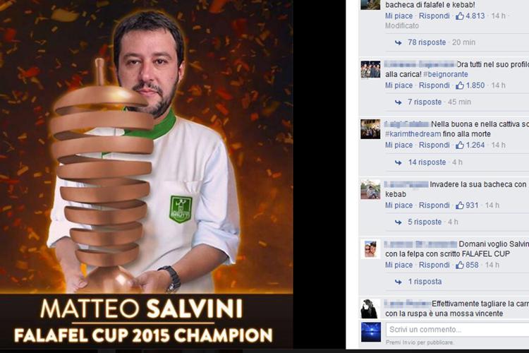 A Salvini la 'Falafel Cup 2015', pagina FB del leader della Lega invasa dai kebab