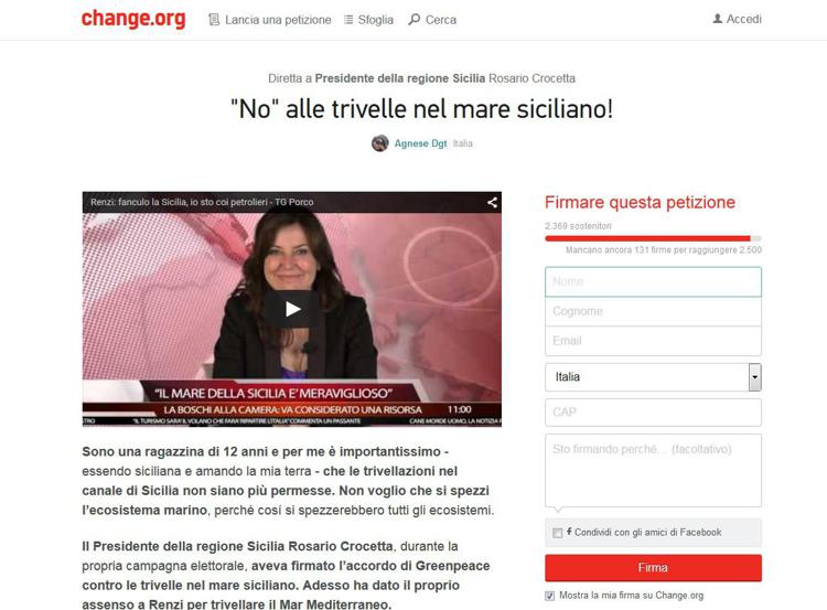 La petizione di Agnese su Change.org