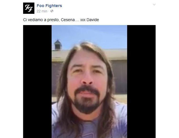 Dave Grohl nel video messaggio pubblicato sugli account social dei Foo Fighters