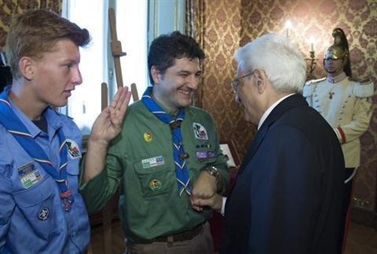 Il Presidente della Repubblica Sergio Mattarella con gli  scout