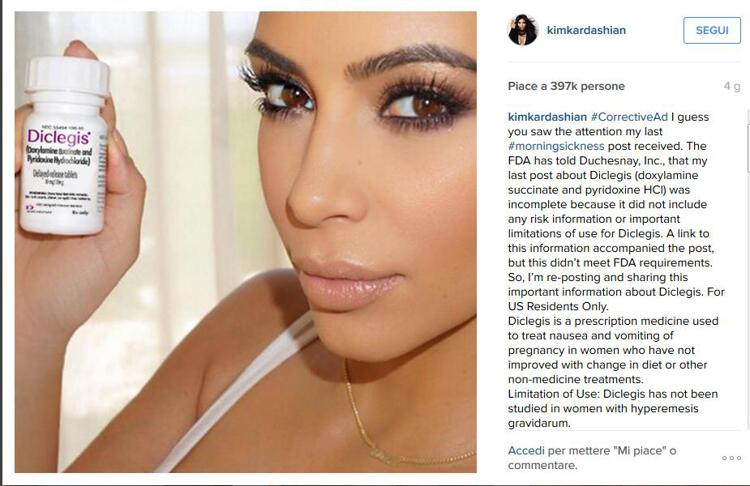 Il post di Kim Kardashian su Instagram