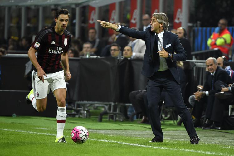 Il tecnico dell'Inter, Roberto Mancini, durante il derby con il  Milan (Afp) - AFP
