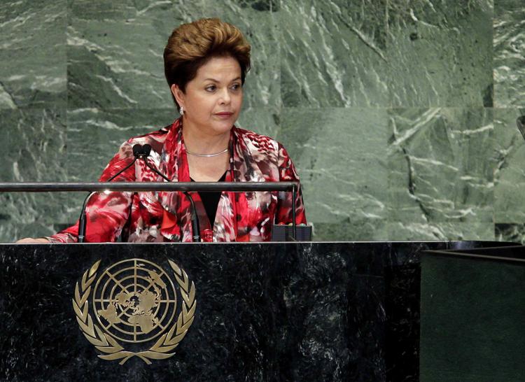 La presidente del Brasile, Dilma Rousseff, alla 67esima Assemblea generale dell'Onu (Foto Infophoto)