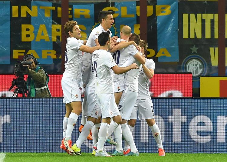 Milano, 27/09/2015 Serie A/Inter-Fiorentina Gol Fiorentina (0-1): esultanza Josip Ilicic e compagni - INFOPHOTO