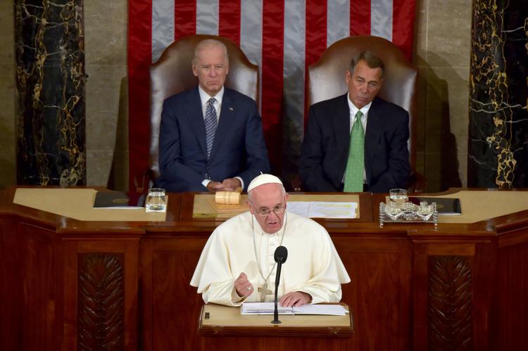 Papa Francesco al Congresso Usa (Afp)