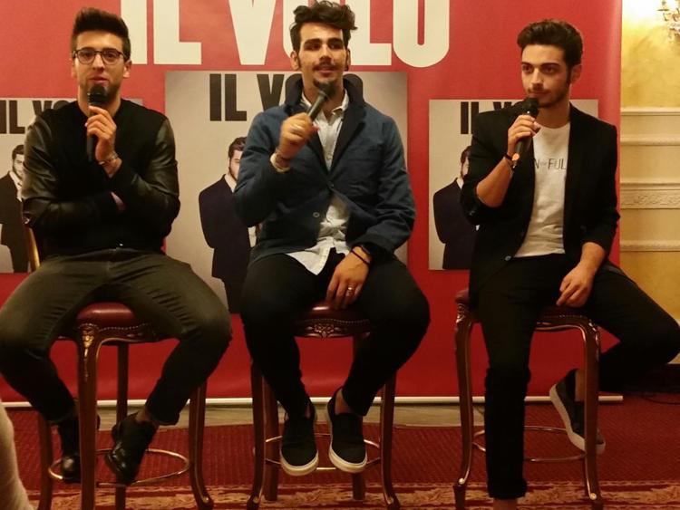Il trio de Il Volo  durante l'incontro con la stampa dopo lo show all'Arena di Verona 