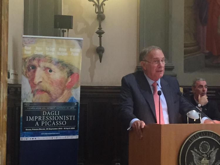 L'Ambasciatore statunitense in Italia John Philips  alla presentazione   di 'Dagli Impressionisti a Picasso'