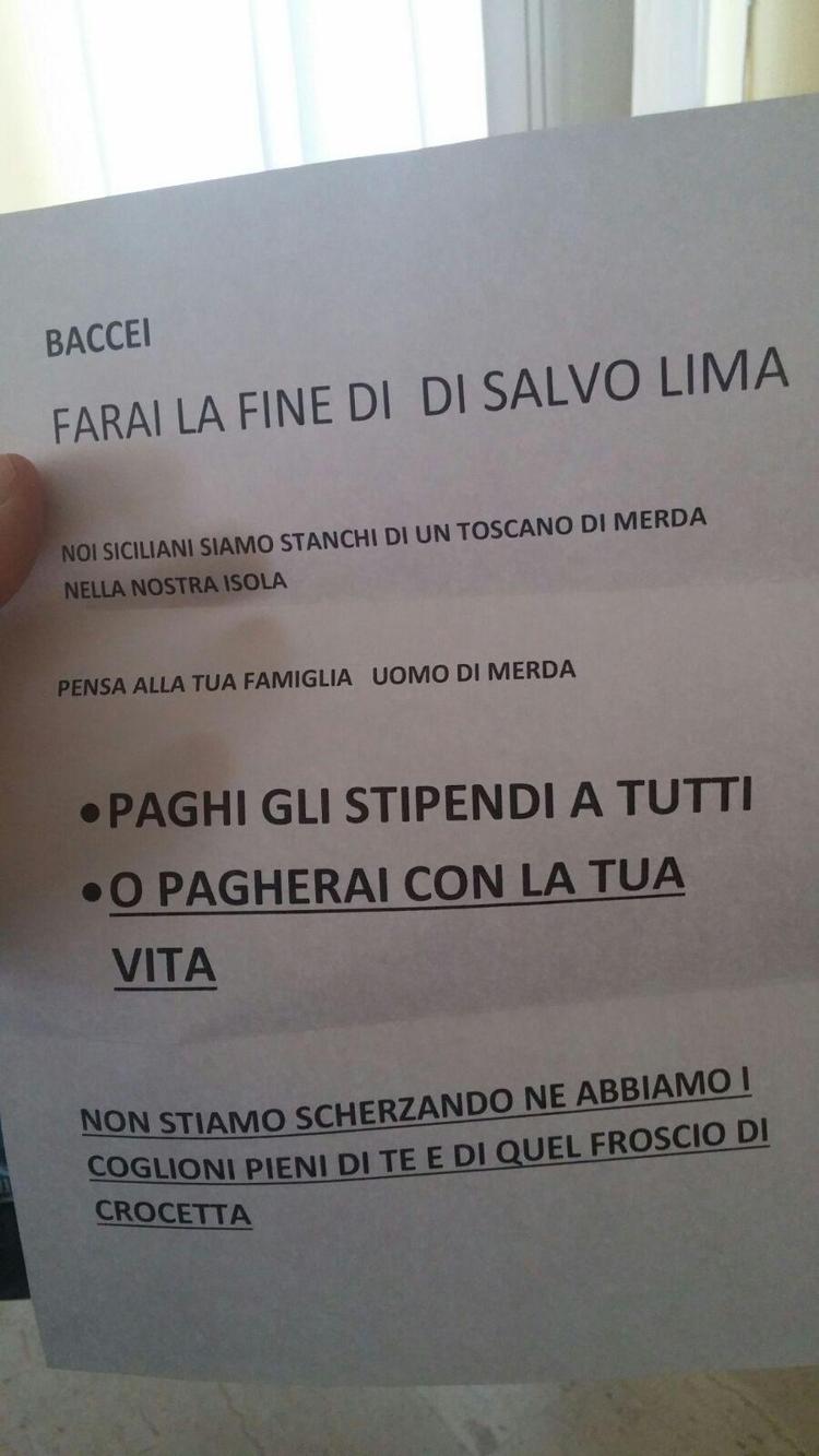 Sicilia: lettera di minacce ad assessore Baccei, 'farai la fine di Salvo Lima'