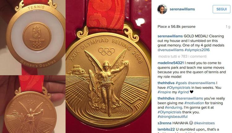 'Toh, una medaglia': Serena Williams pulisce casa e trova un tesoro