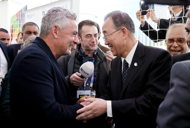 Roberto Bggio con il segretario generale delle Nazioni unite, Ban Ki-Moon