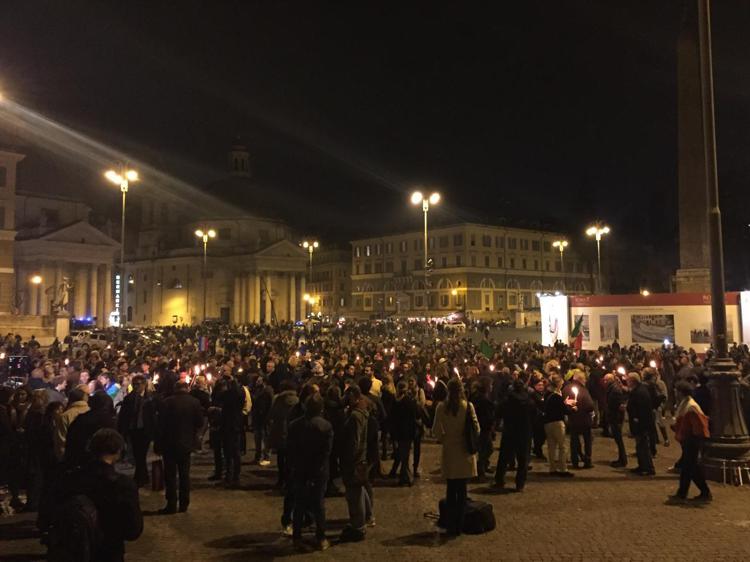 La manifestazione  in Piazza del Popolo
