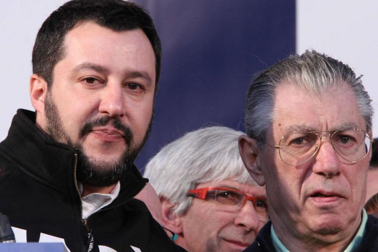 Matteo Salvini e Umberto Bossi (Infophoto)