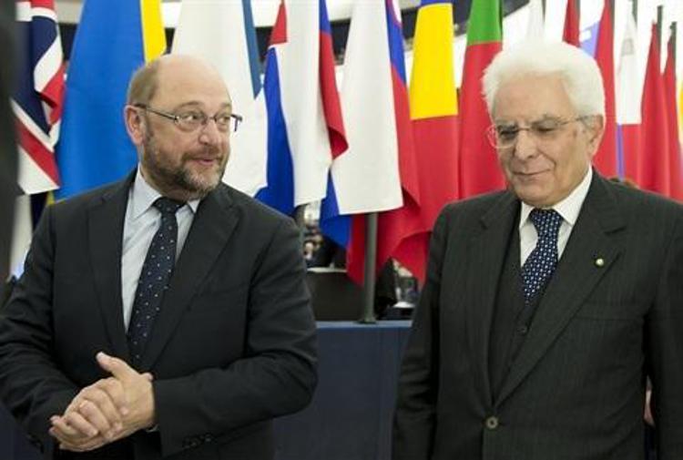 Il Presidente Sergio Mattarella con il presidente del Parlamento europeo Martin Schulz